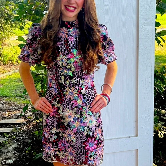 open lace back dress Solene One Shoulder Mini Dress in Purple Floral